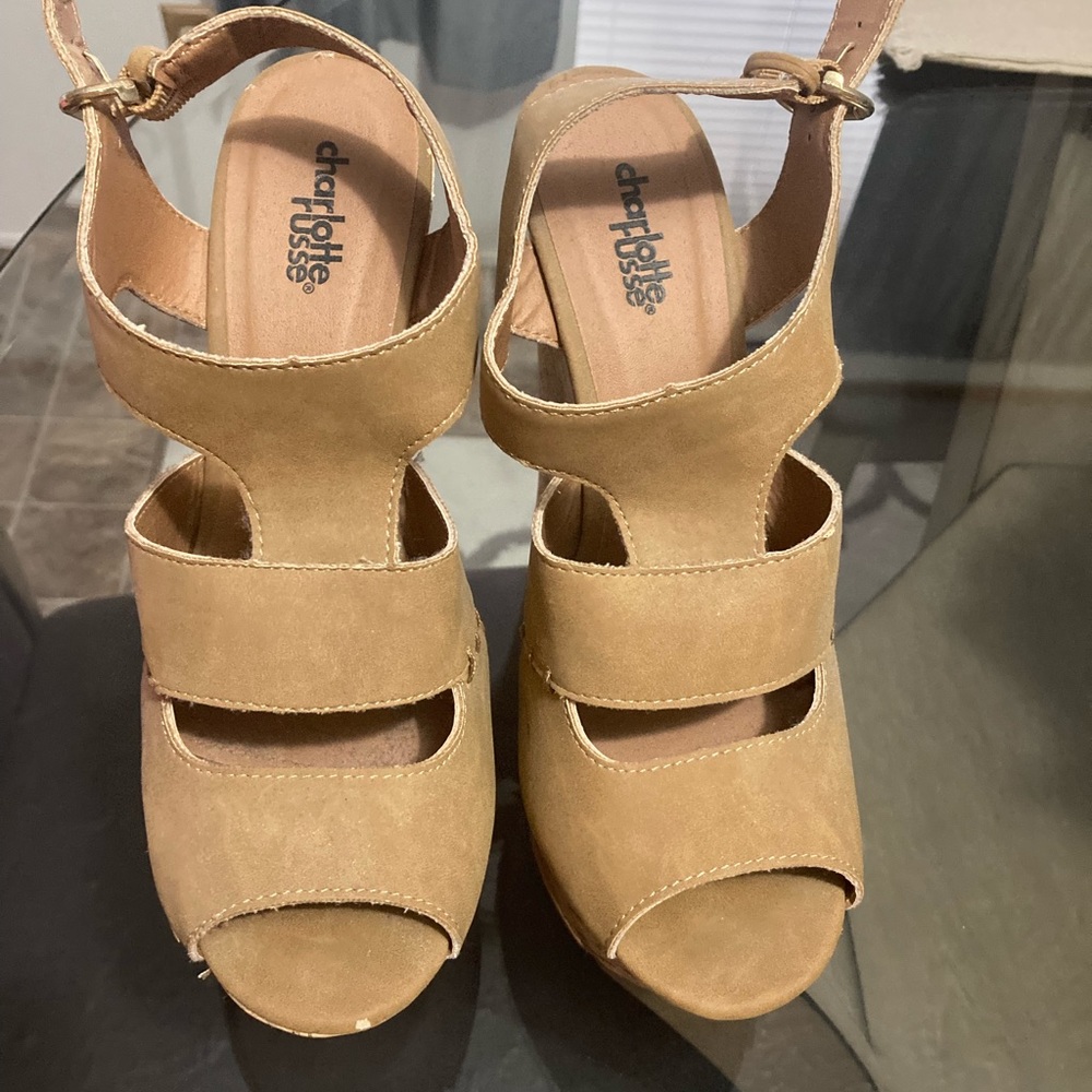 Used brown wedge sandals